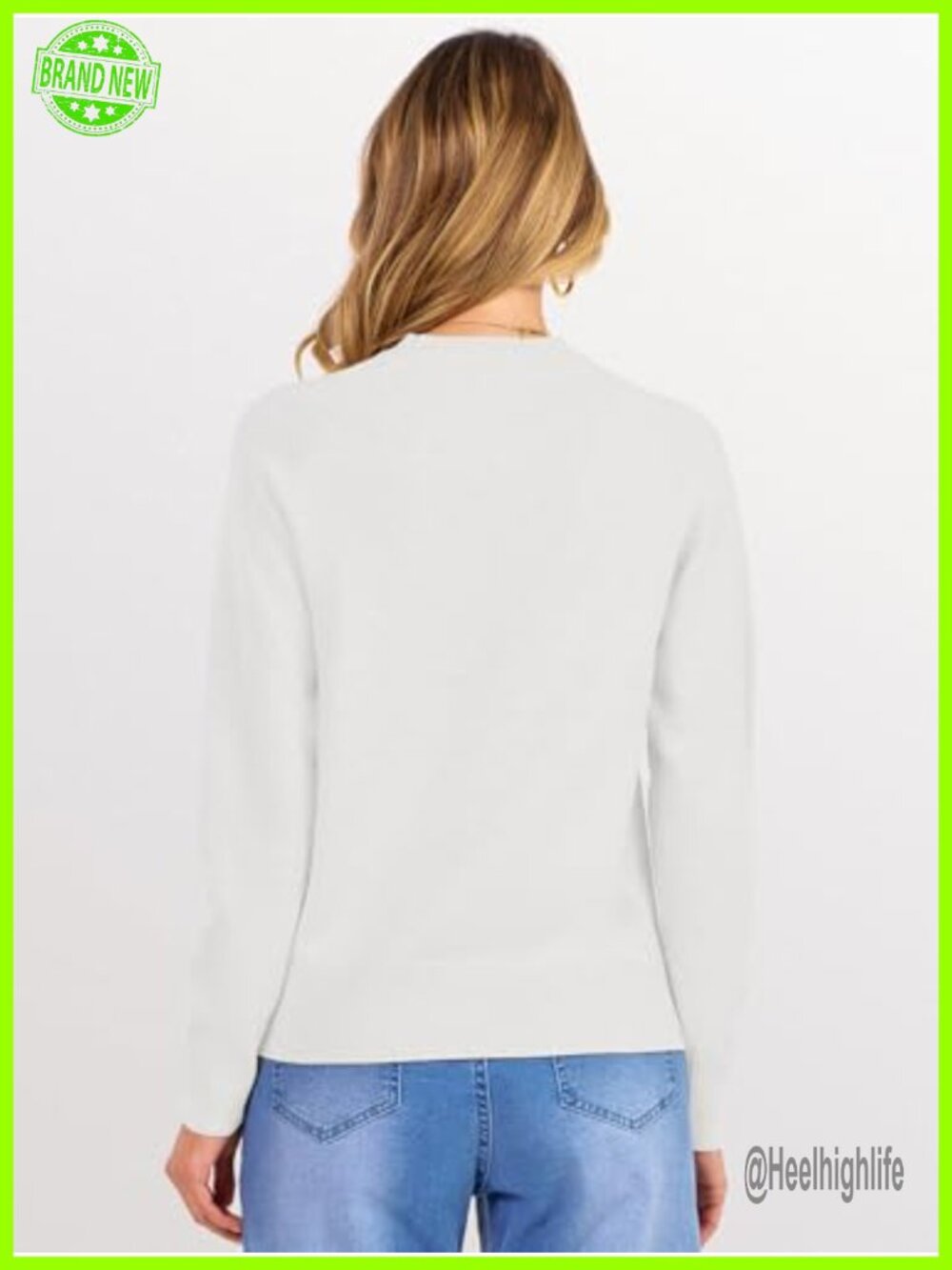 Women's Long Sleeve Crew Neck Lightweight Sweater Top - Picture 4 of 6